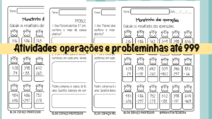 Atividades operações e probleminhas até 999