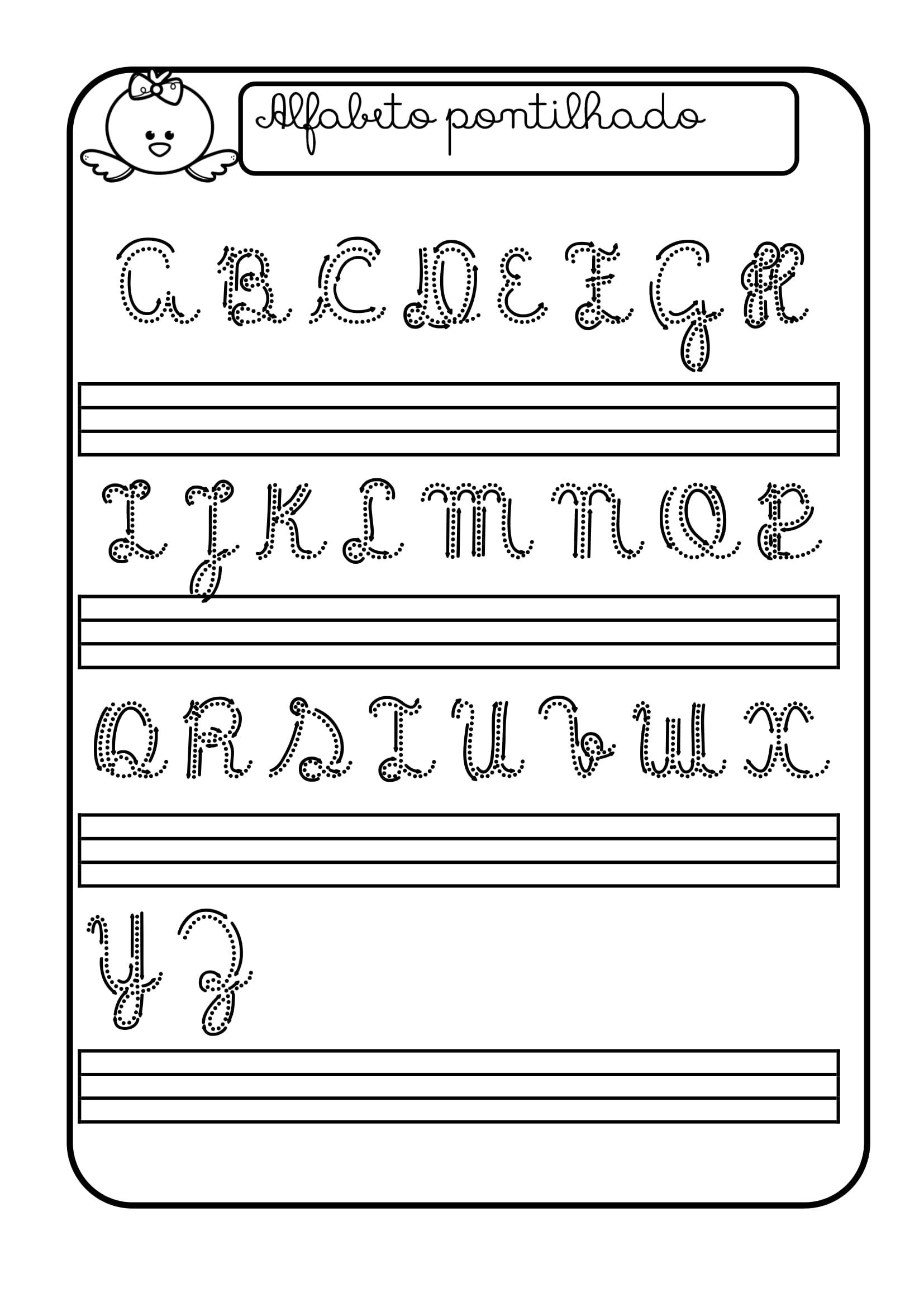 Caderno de caligrafia pontilhada em PDF para baixar