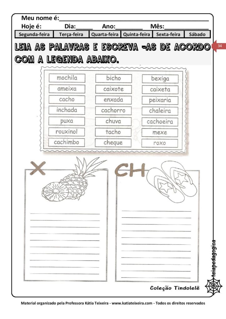 Ortografia X ou CH com interpretação de texto