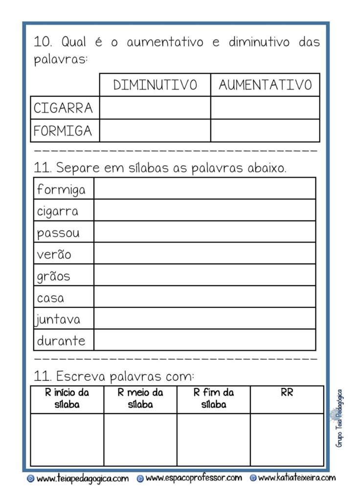 Sequência A Cigarra e a Formiga