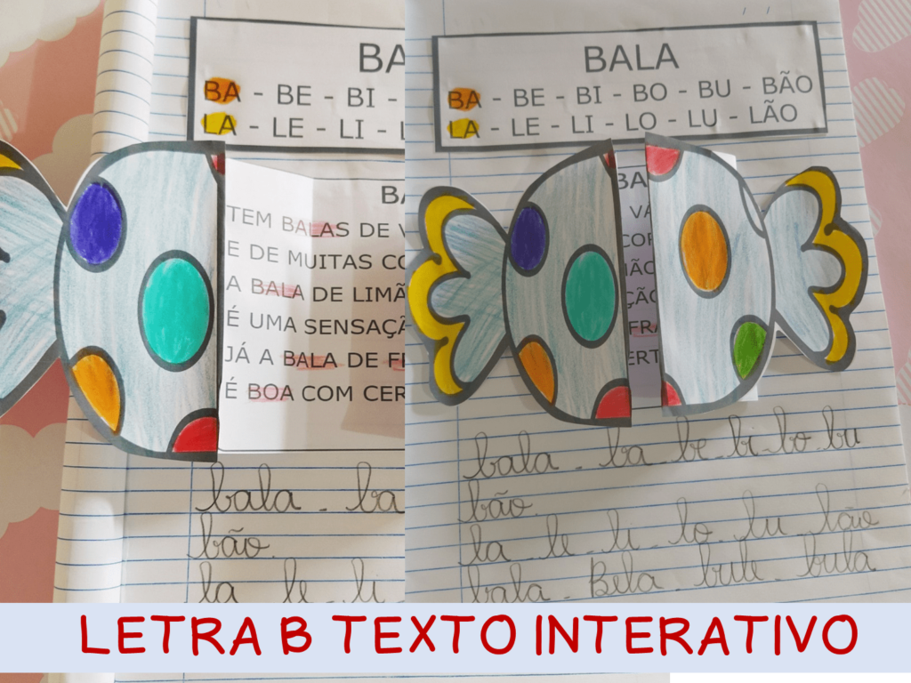 Atividade interativa texto letra B palavra BALA