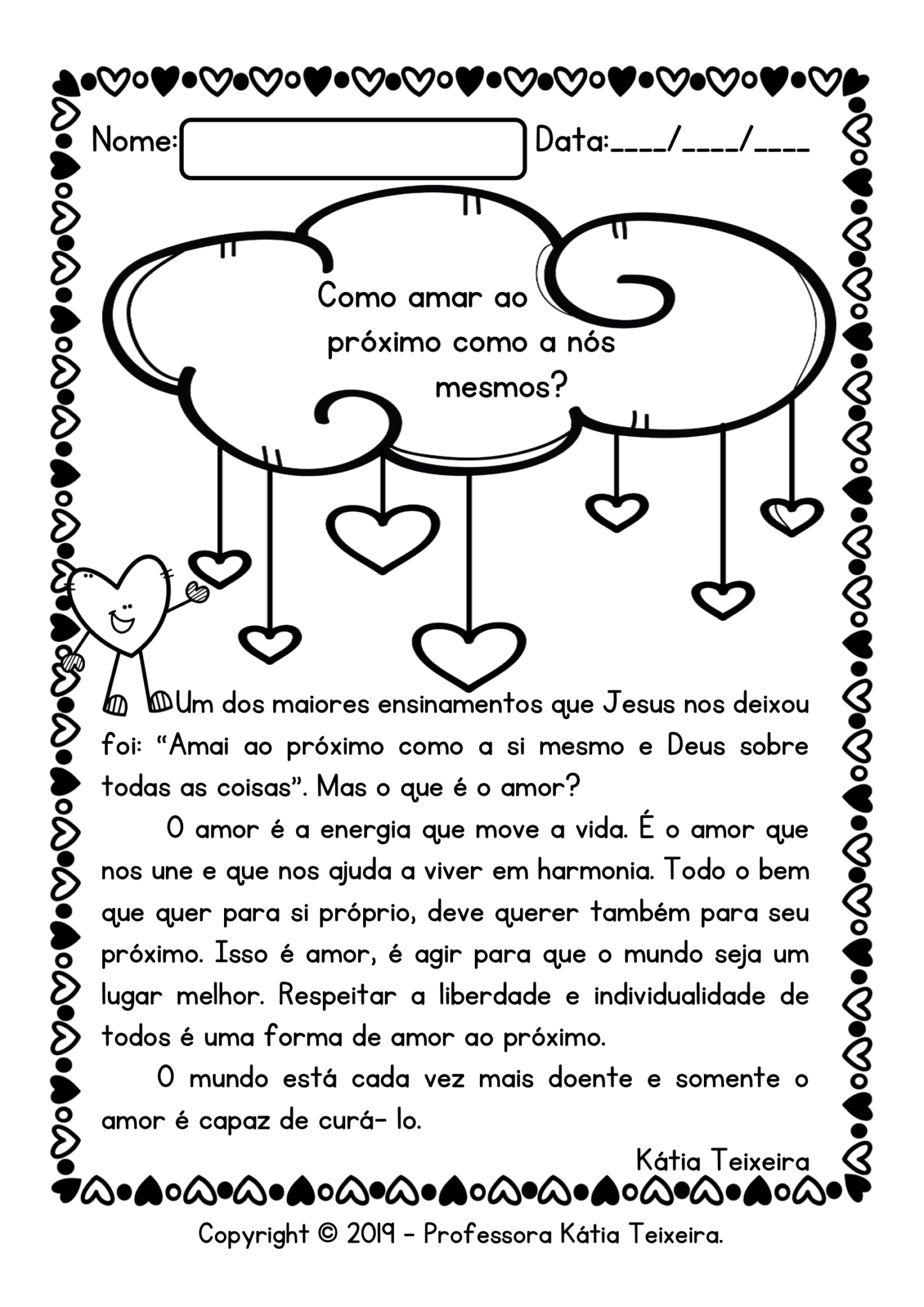 Atividade de ensino religioso Como amar ao próximo como a nós mesmos