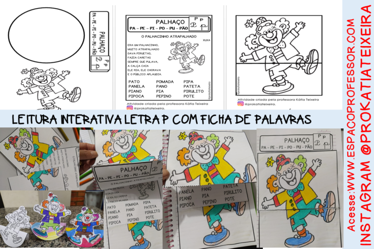 Leitura interativa letra P. Ficha de leitura letra P com texto.