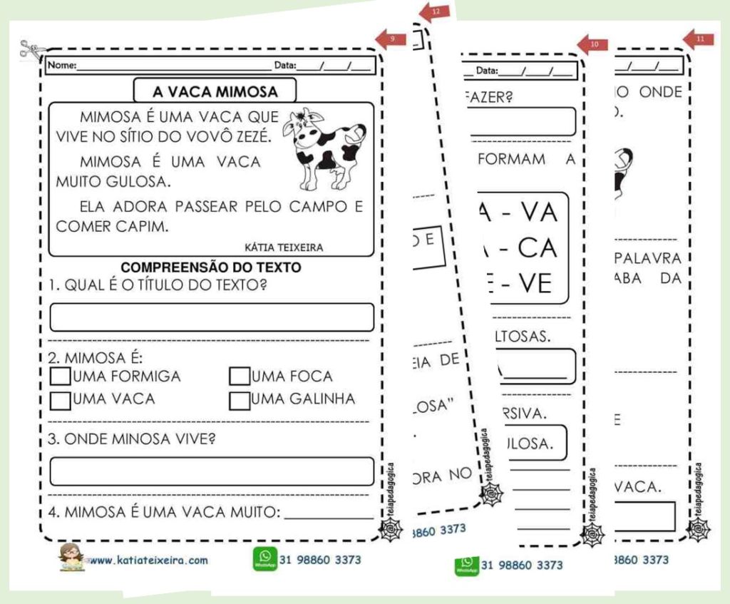 A vaca Mimosa texto com interpretação