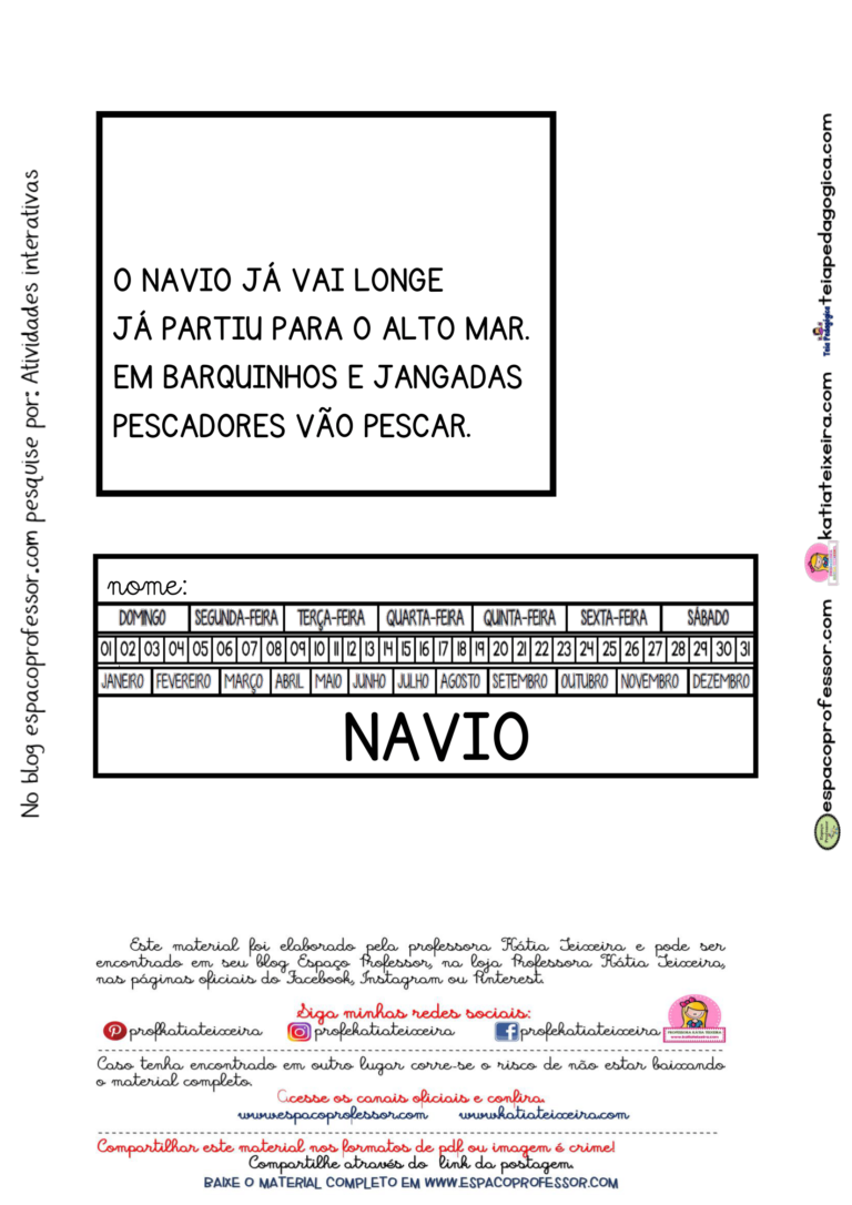 Leitura divertida palavra navio.