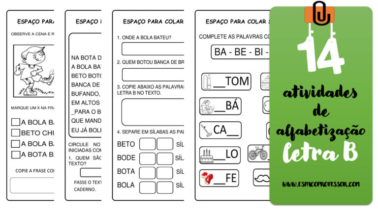 14 Atividades de alfabetização letra B para baixar em pdf