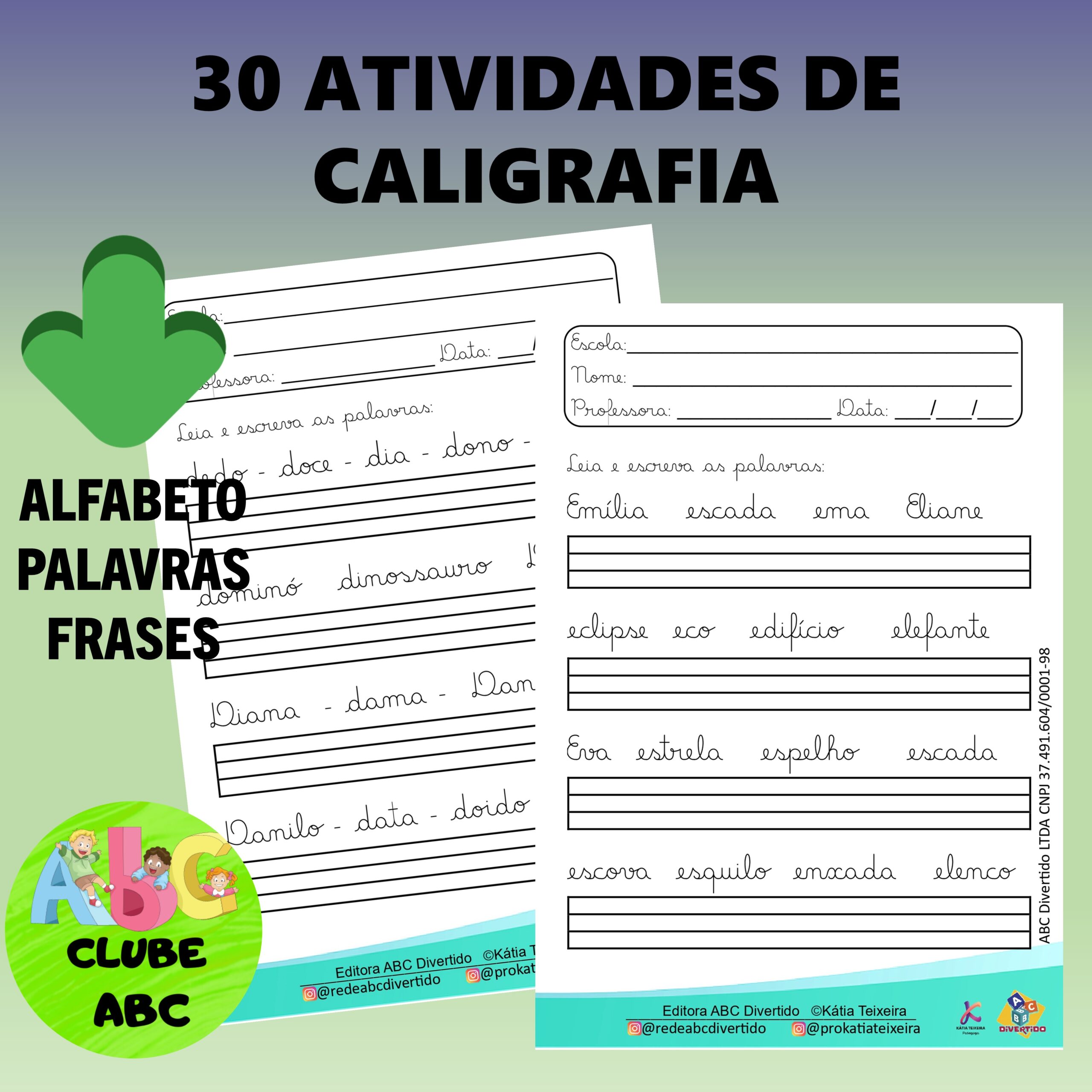 30 atividades de caligrafia para baixar