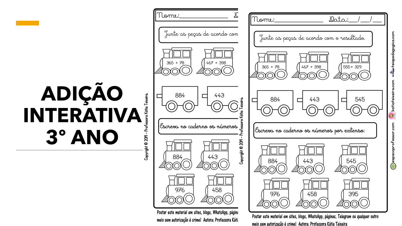 3º Ano - Centro Dinâmico Aulas Online - ATIVIDADES DE MATEMÁTICA.