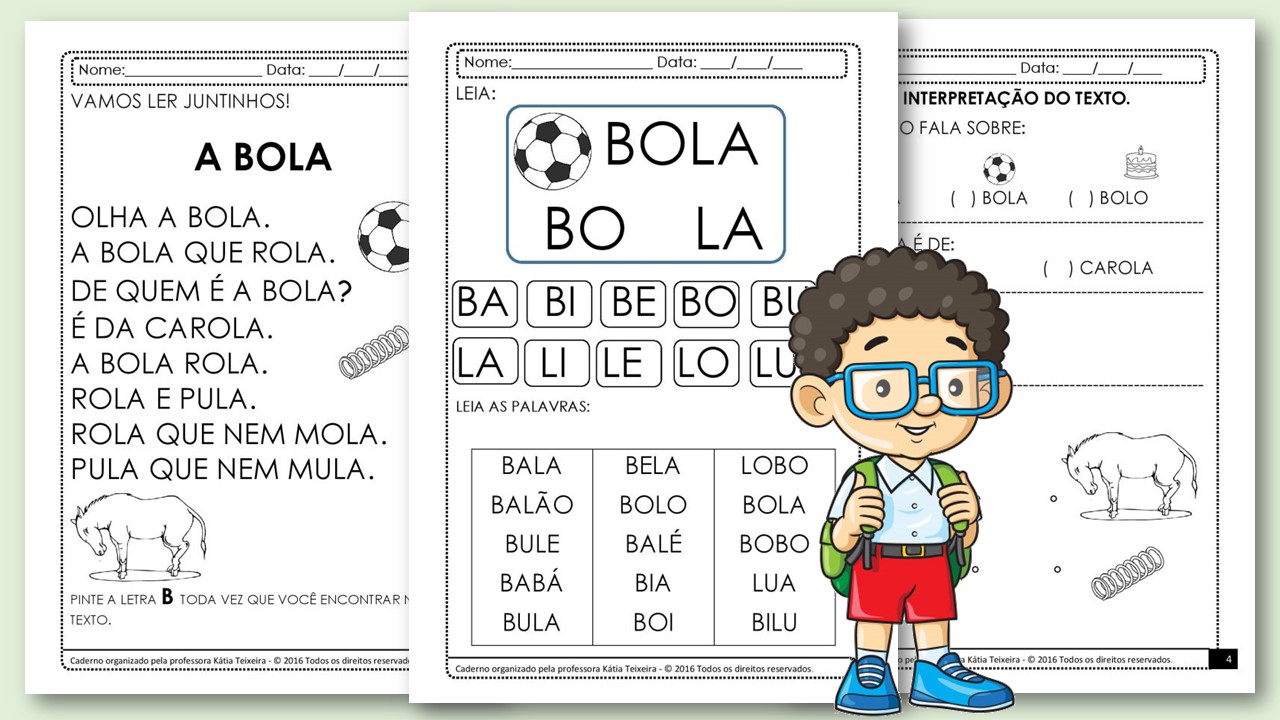 Projeto de alfabetização palavra Bola