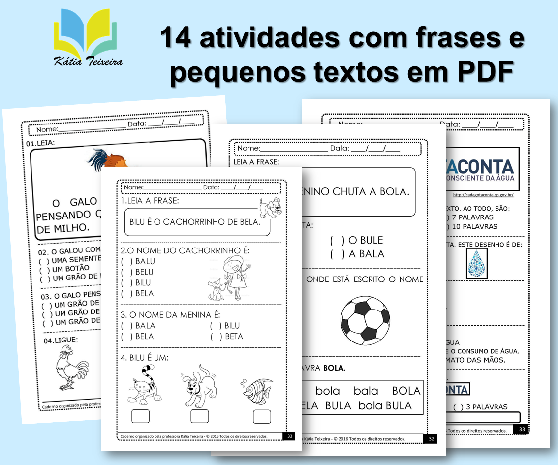 Atividades com Frases para alfabetização