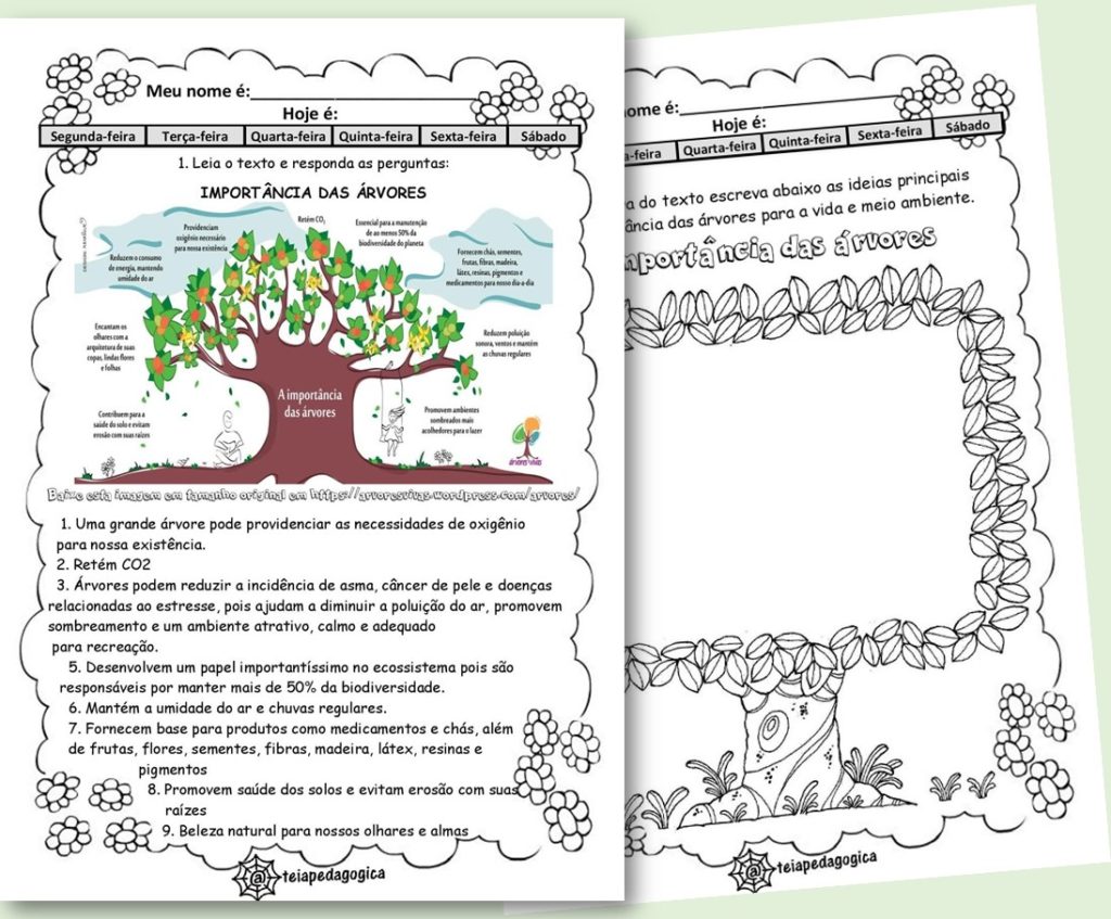 Sequência de atividades  árvores  em pdf