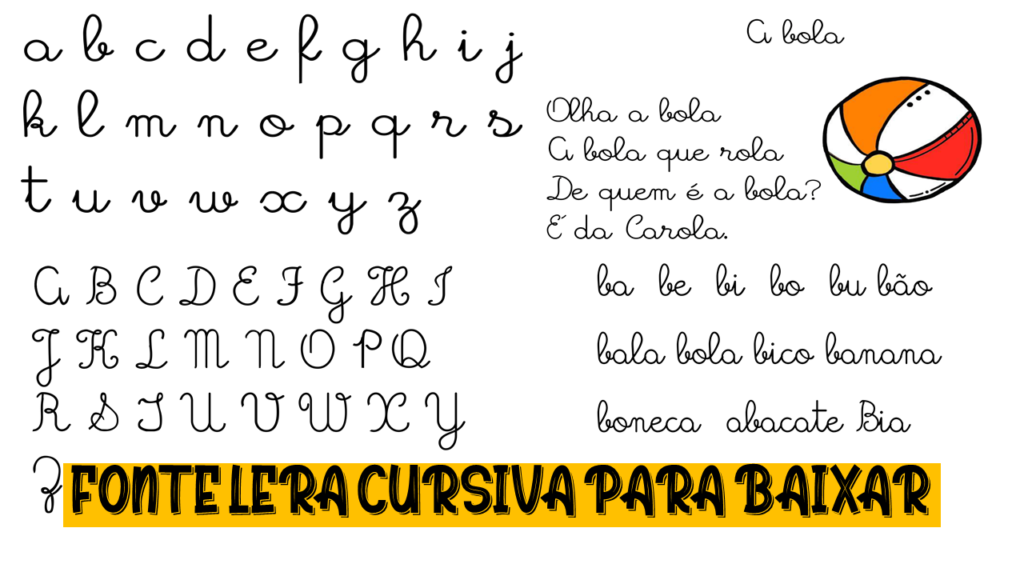 Fonte de letra cursiva perfeita para atividades de alfabetização