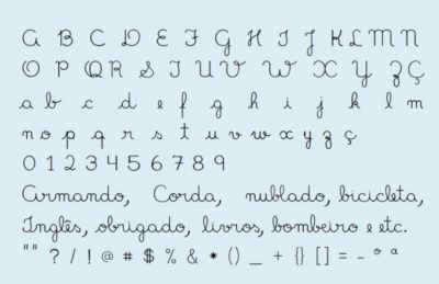 Fonte de letra cursiva perfeita para atividades de alfabetização