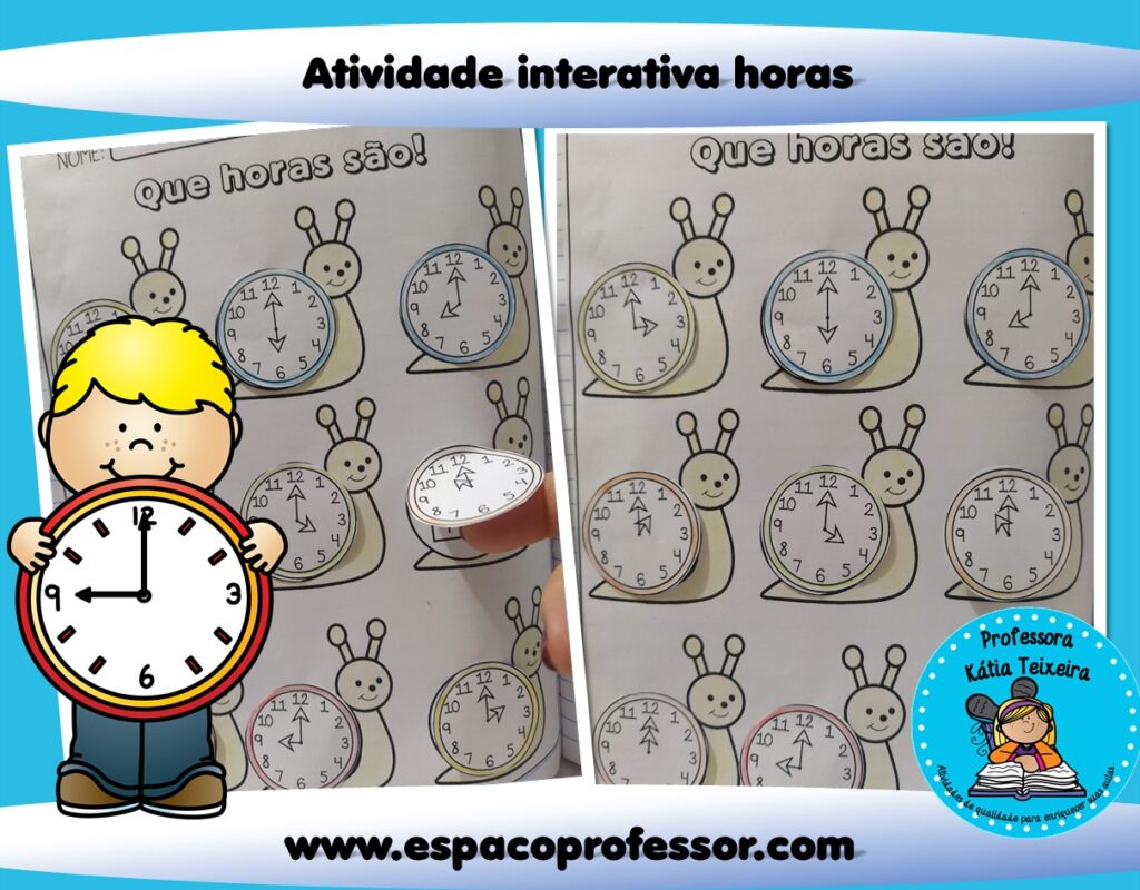 Atividade para ensinar as horas - Atividade interativa