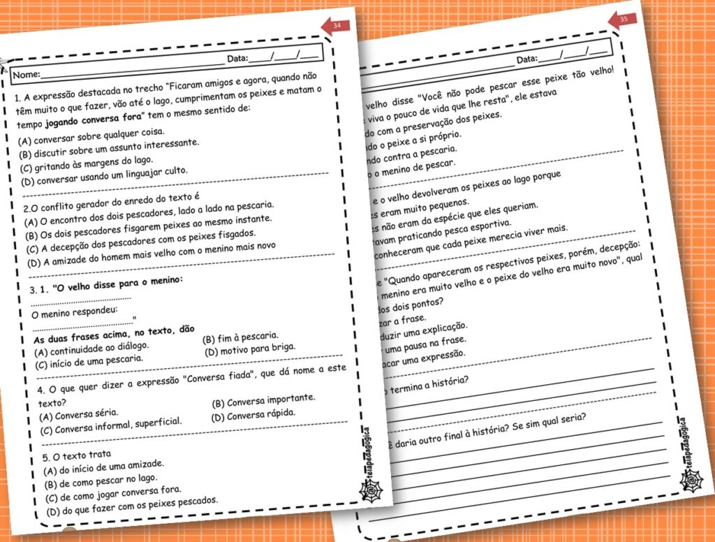Texto com interpretação 5º ano Conversa fiada