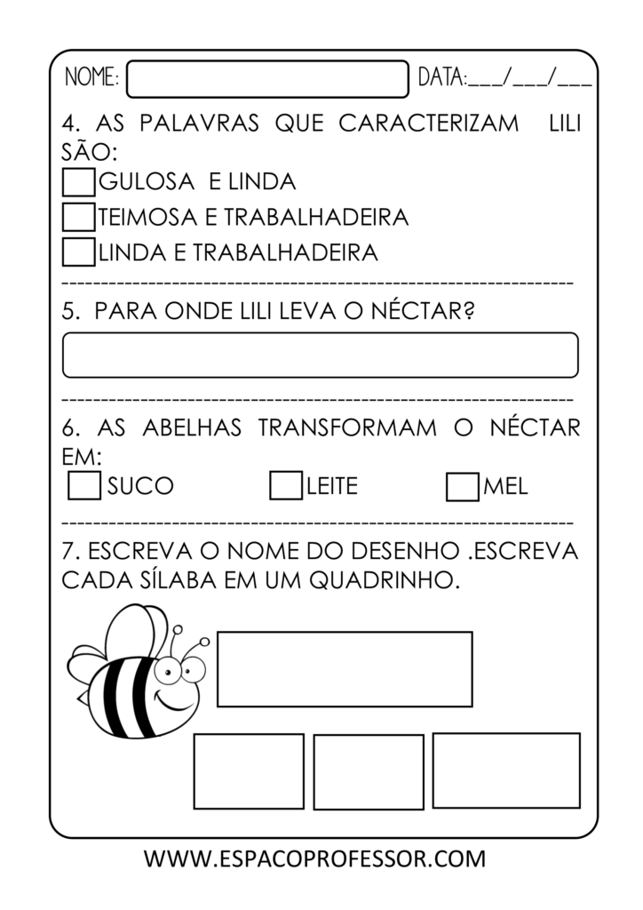 Atividade de português 3º ano - BNCC (EF15LP03),(EF02LP04)