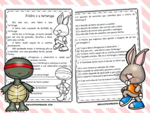 Atividade com a Fábula a Lebre e a Tartaruga em pdf