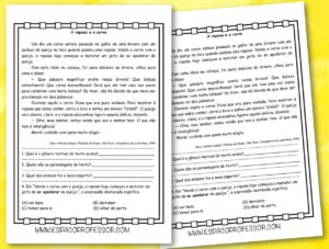 Atividade com fábula interpretação A raposa e o corvo