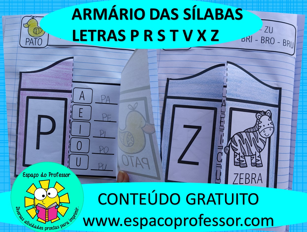 Atividades De Alfabetização: Armário Das Sílabas P ao Z