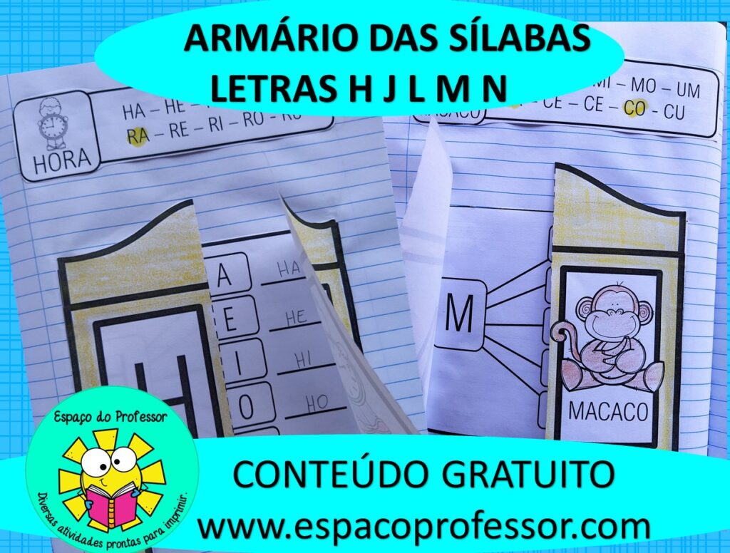 Atividades De Alfabetização: Armário Das Sílabas H Ao N