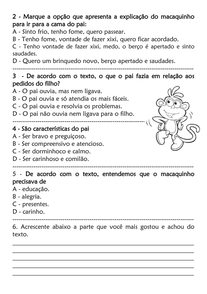 Atividade de português 3º ano – Interpretação de texto 1