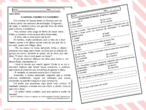 Leitura e interpretação com o texto O menino, o cachorro e o burro