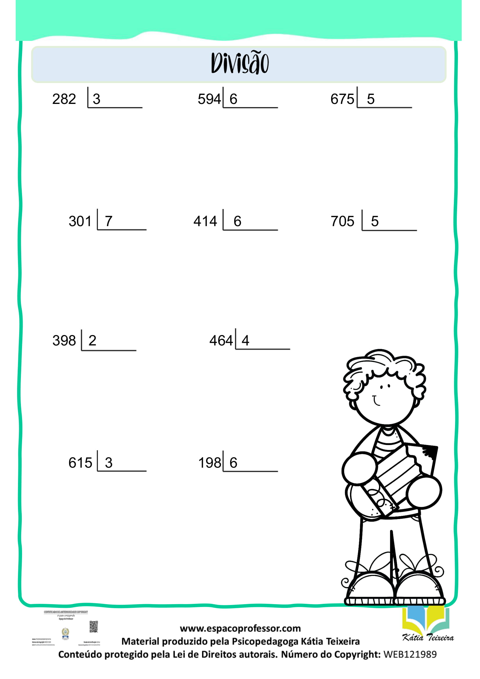 Atividade de Matemática para o 4º ano sobre divisão