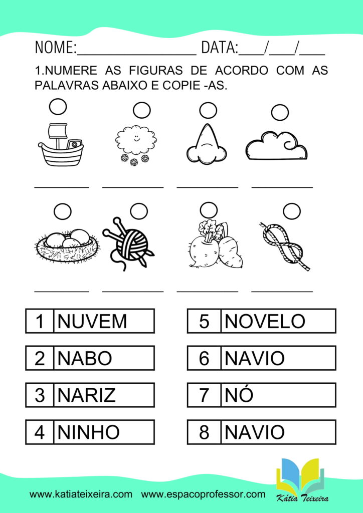 Atividades de português 1º ano: alfabetização letra N