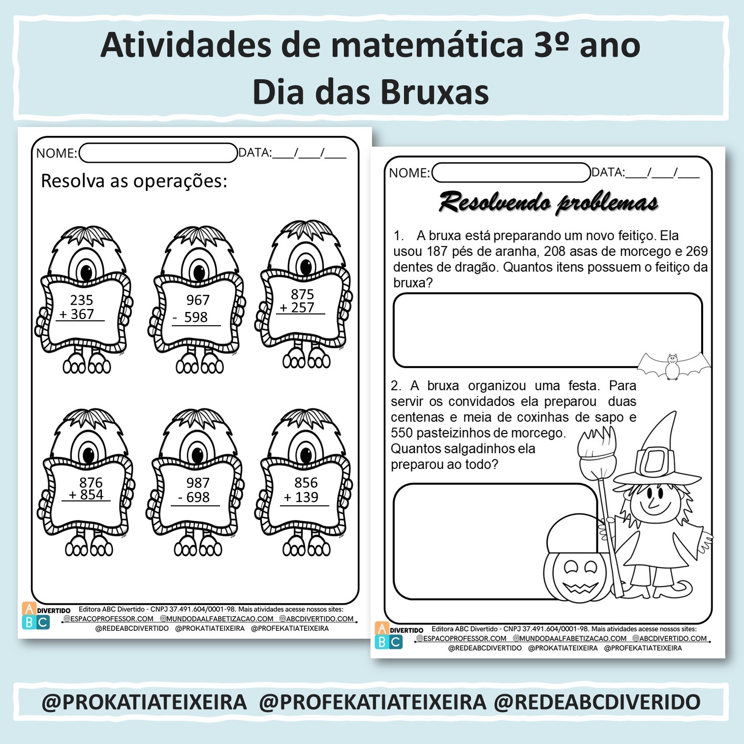 11 Atividades de adição e subtração 3º ano para imprimir