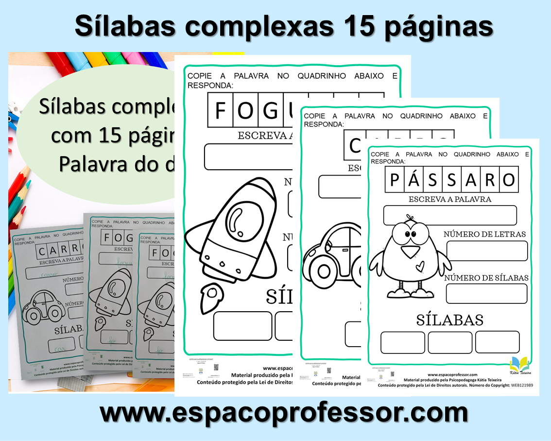 Atividades sílabas complexas com 15 páginas- palavra do dia