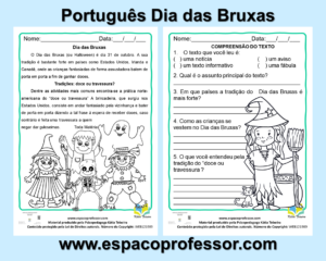 Atividade de Português Dia das Bruxas em PDF
