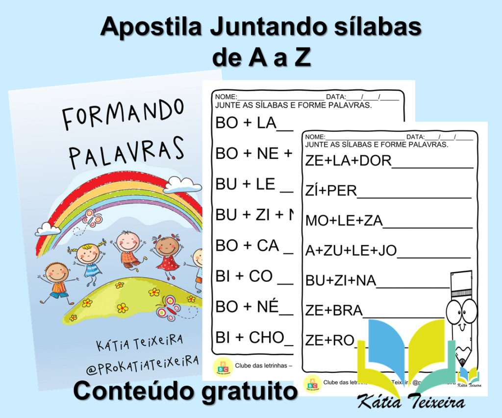 Clube Pedagógico - Coleção Alfabetização com 96 páginas de atividades de A  a Z. São atividades de alfabetização: sílaba inicial, formação de sílabas e  palavras, escrita de palavras. Para adquirir acesse o