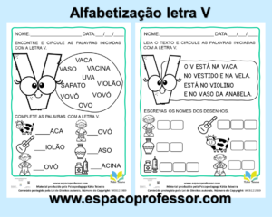Atividades 1ºano- Atividades De Alfabetização Letra V