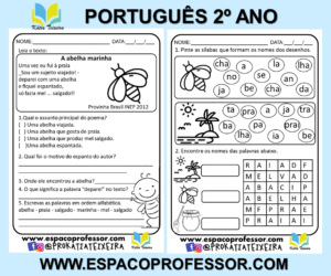 Atividades de alfabetização 2º ano em pdf - A abelha marinha