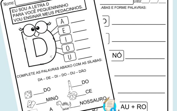 Atividades de alfabetização letra D em PDF para baixar