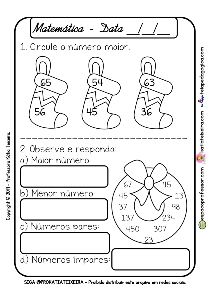 Atividades de matemática 2º ano com tema Natalino