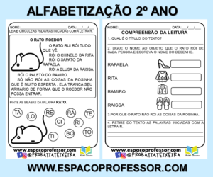 Atividades de alfabetização 2º ano para imprimir - texto alfabetização
