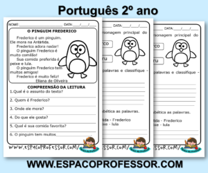 Atividades de alfabetização 2º ano para imprimir texto O Pinguim Frederico