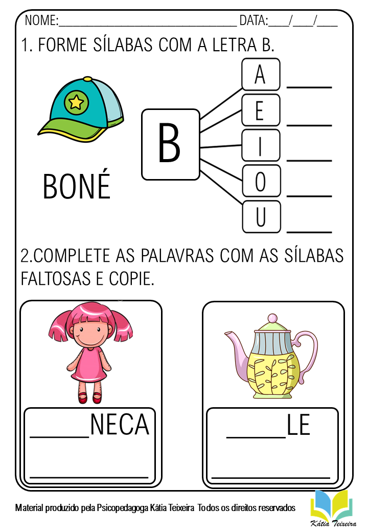 Atividade De Alfabetização Atividade Letra B Em Pdf Para Imprimir