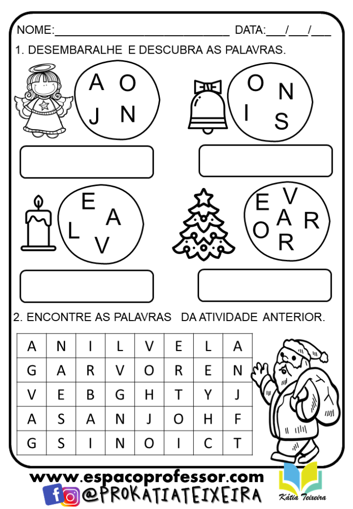 Atividade de Natal para Alfabetização - Símbolos Natalinos