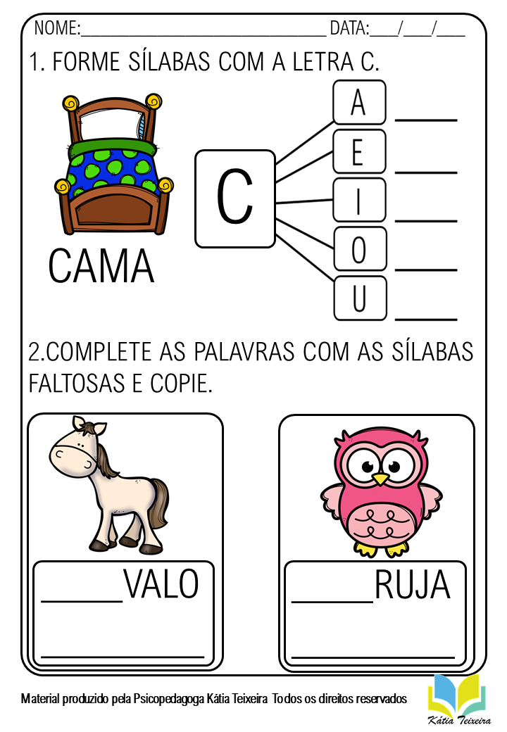 Atividades de alfabetização letra C em PDF para imprimir