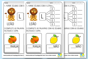 Atividades de alfabetização letra L pronta para imprimir