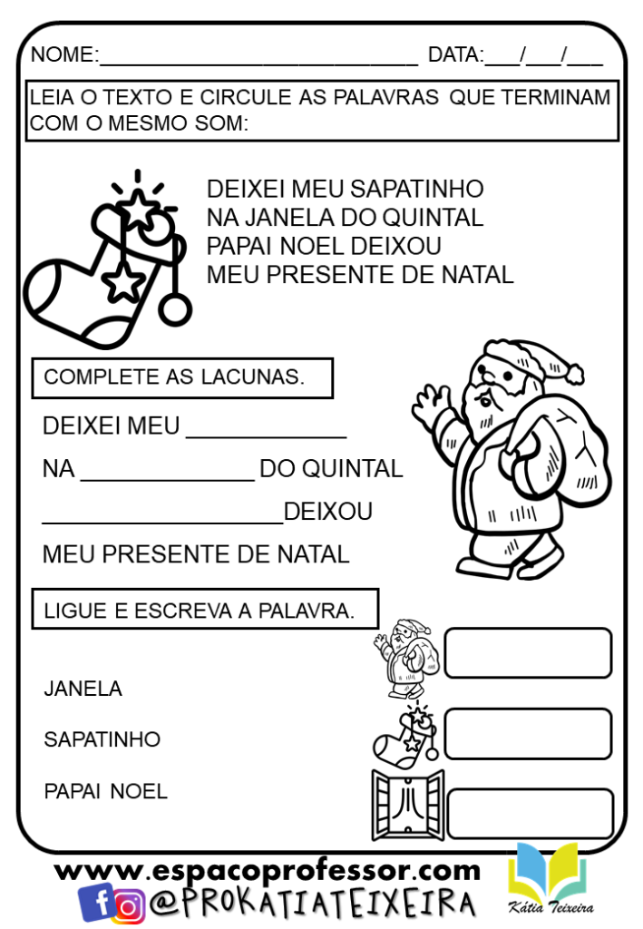 Atividades de natal para imprimir  - atividade de alfabetização