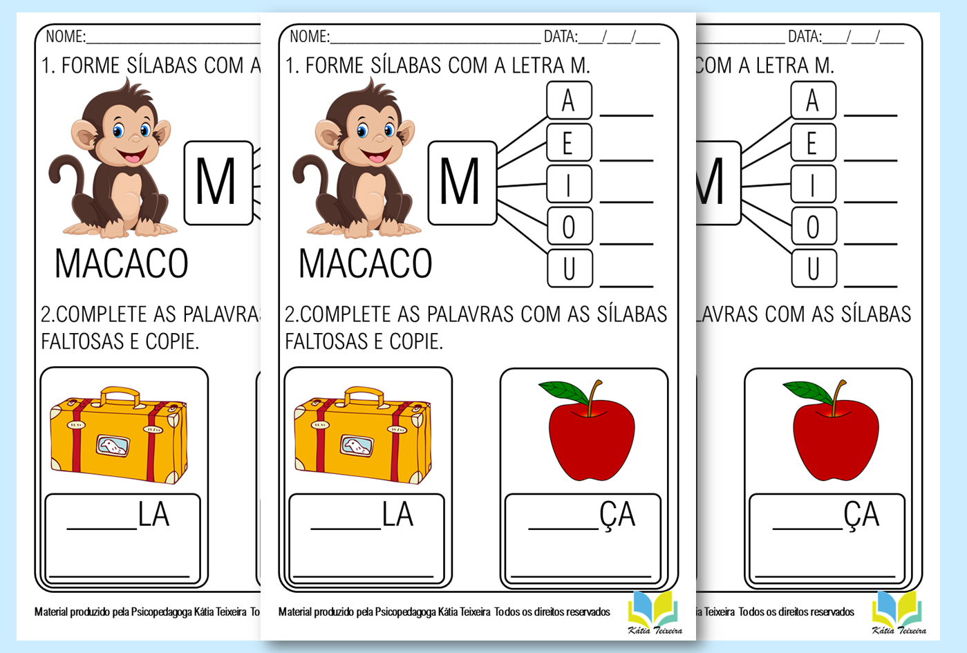 Atividade de alfabetização para imprimir – letra M em PDF