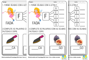 Atividade de alfabetização letra F em PDF para imprimir