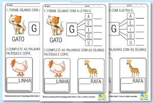 Atividades de alfabetização letra G em PDF para baixar
