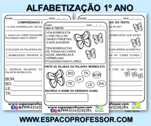Atividade de alfabetização 2º ano com texto para imprimir