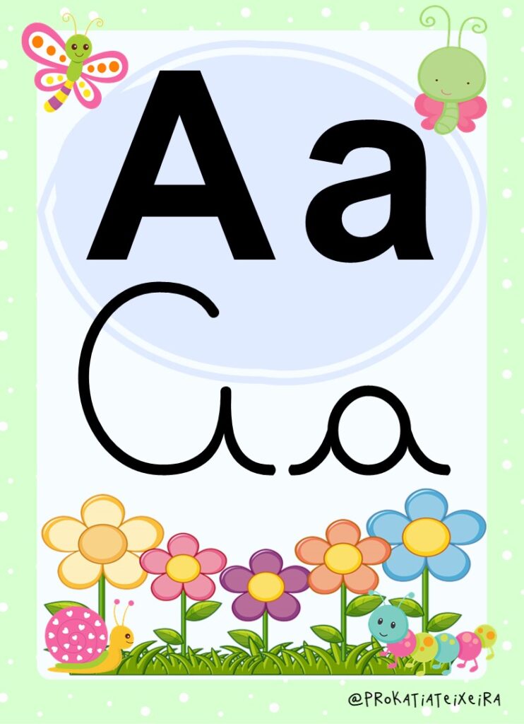 Alfabeto para imprimir 4 tipos de letras bichinhos de jardim 2