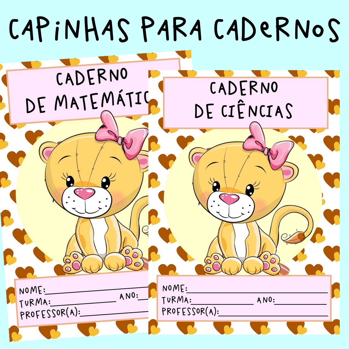 Capinhas para cadernos dos alunos em PDF coloridas menina