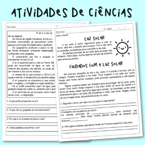 Atividades de ciências 3 ano em Word O ar e a luz solar
